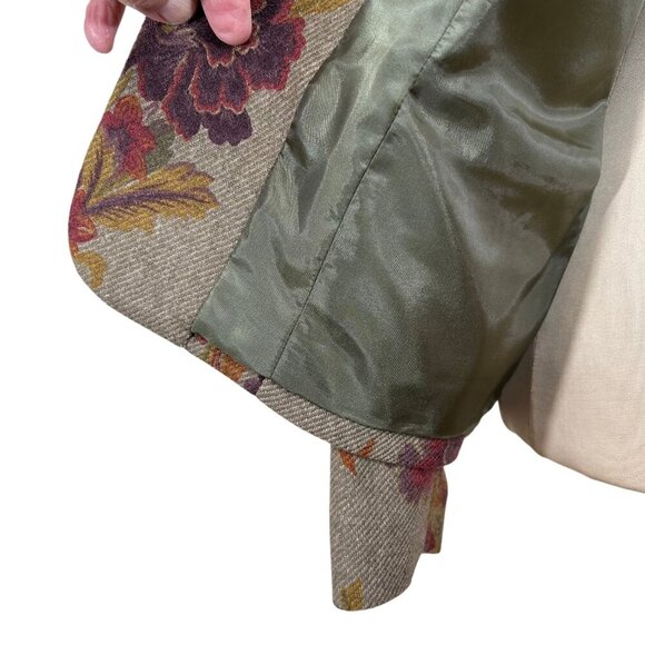 Pendleton Tan Fall Colors Floral Wool Gabardine Blazer Jacket Size 12 - Picture 8 of 9